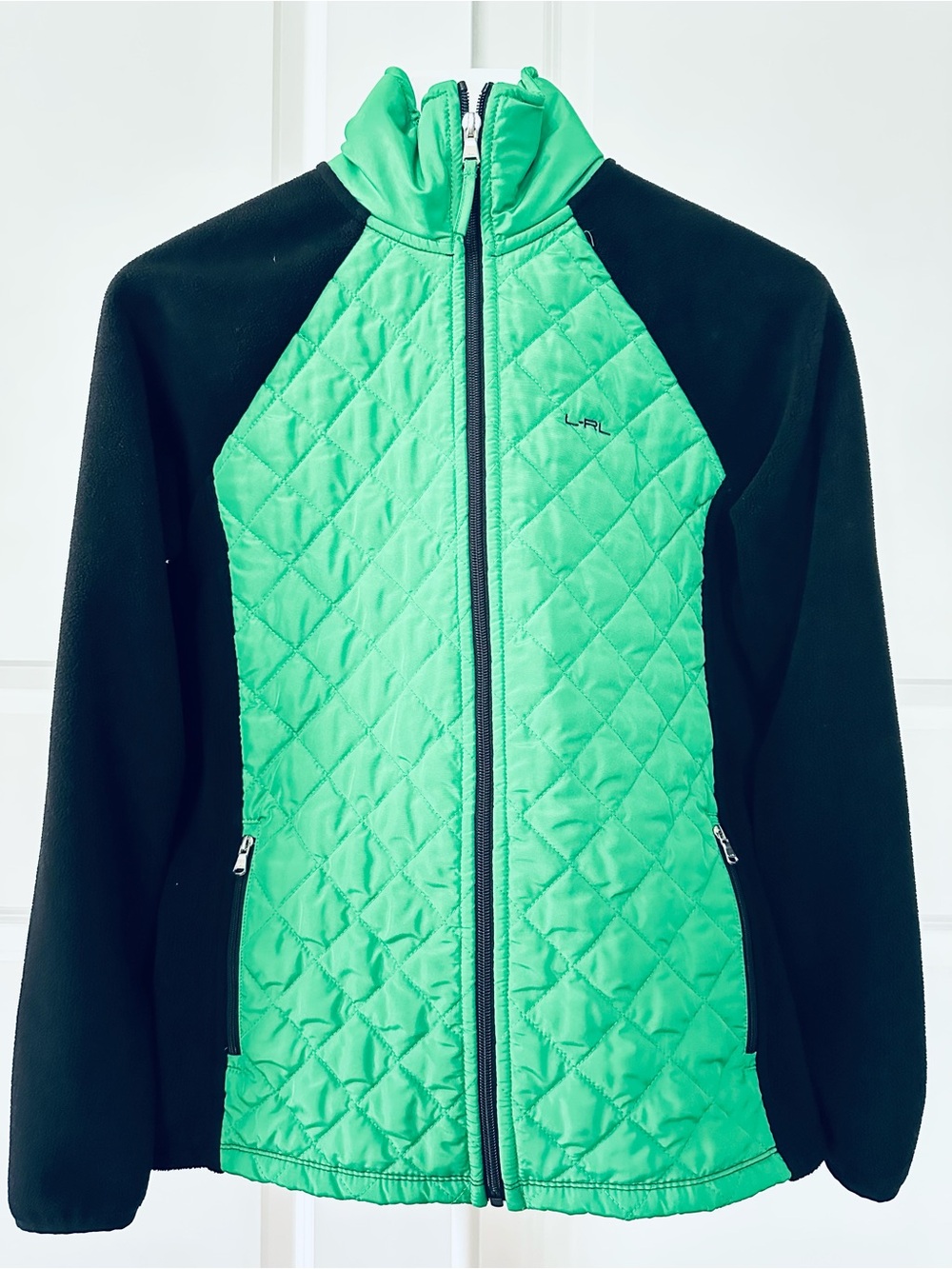 Women’s L-RL Lauren Active Green & Black Full-Zip Jacket Size S